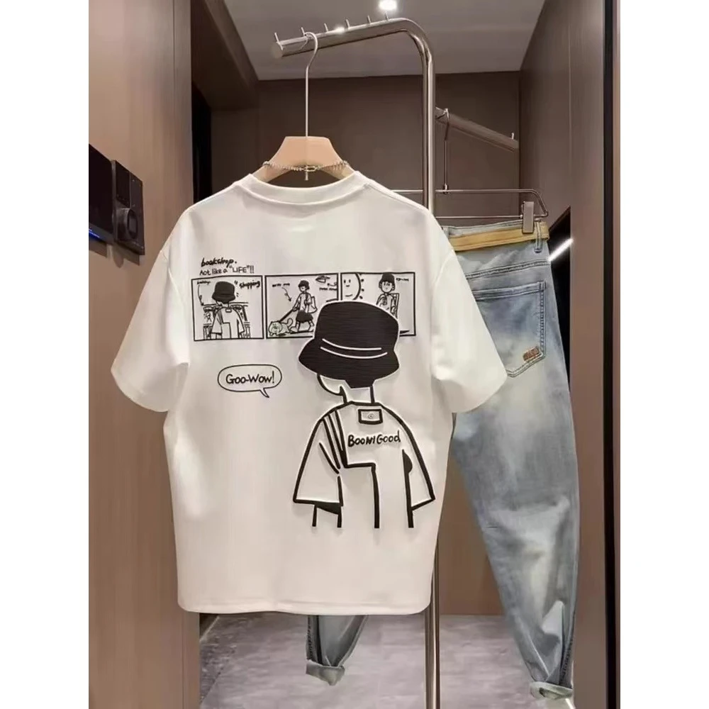 【凹凸发泡立体感十足】2025新潮流帽子短T纯棉中大童夏季时尚宽松