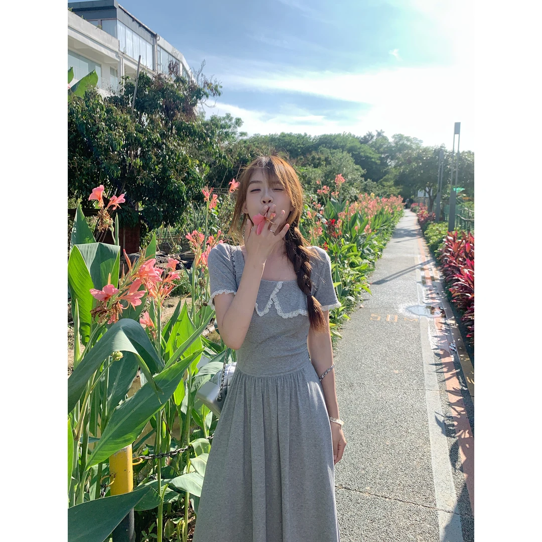 切糕自制【旧时光】小个子夏季女气质小众慵懒感通勤休闲长款连衣裙