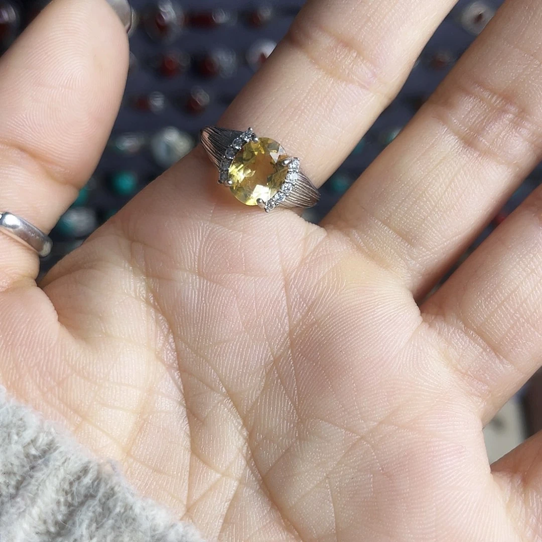 玻璃足银纯银戒指