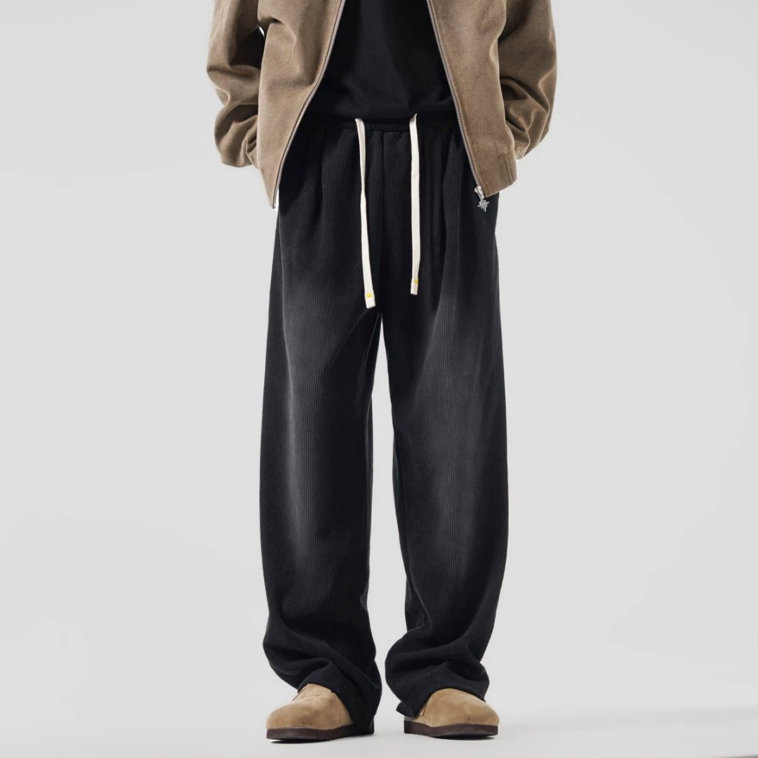 KONITIHA情侣美式重磅水洗阔腿拖地直筒休闲裤男女复古卫裤潮W360