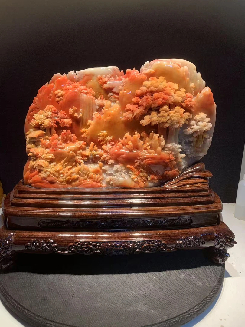 寿山石山水田黄印章印摆件貔貅手把件石雕工艺品入门玄关奇石山水