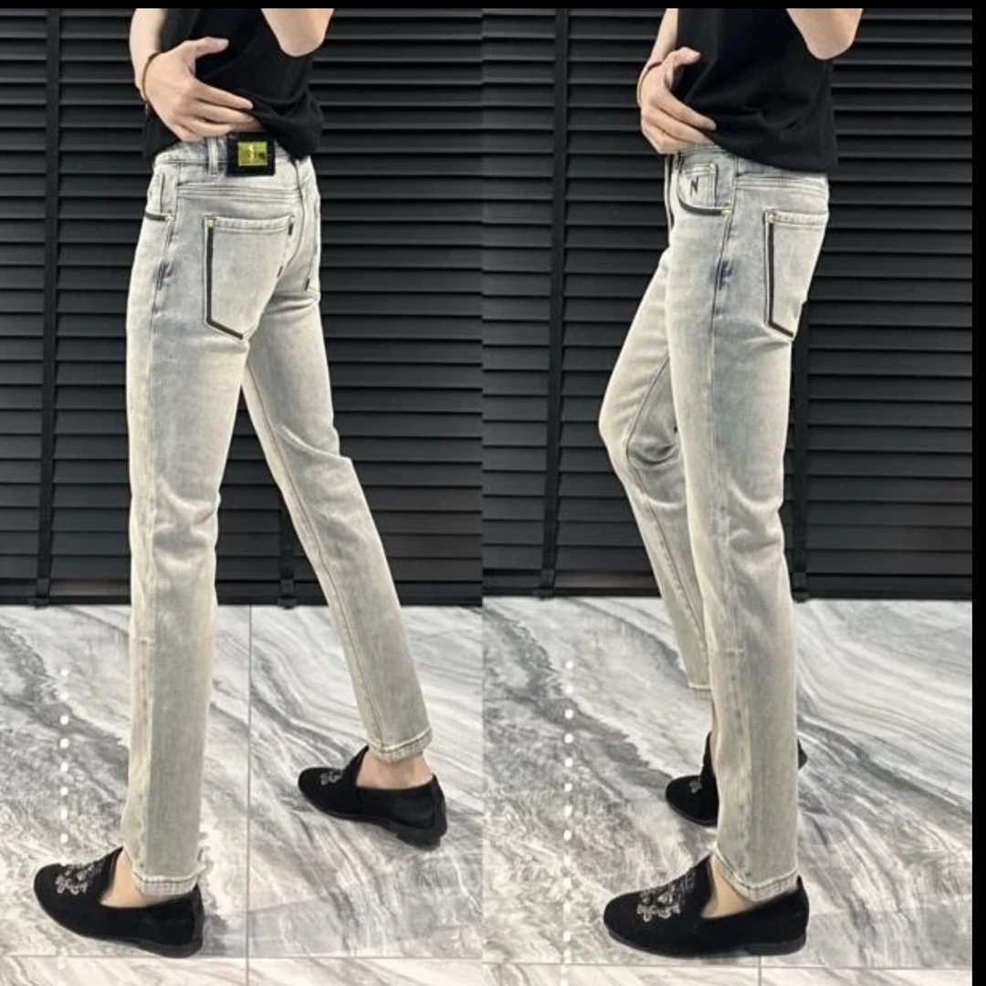 春夏中腰微弹力修身牛仔裤小脚裤修身男士弹力百搭