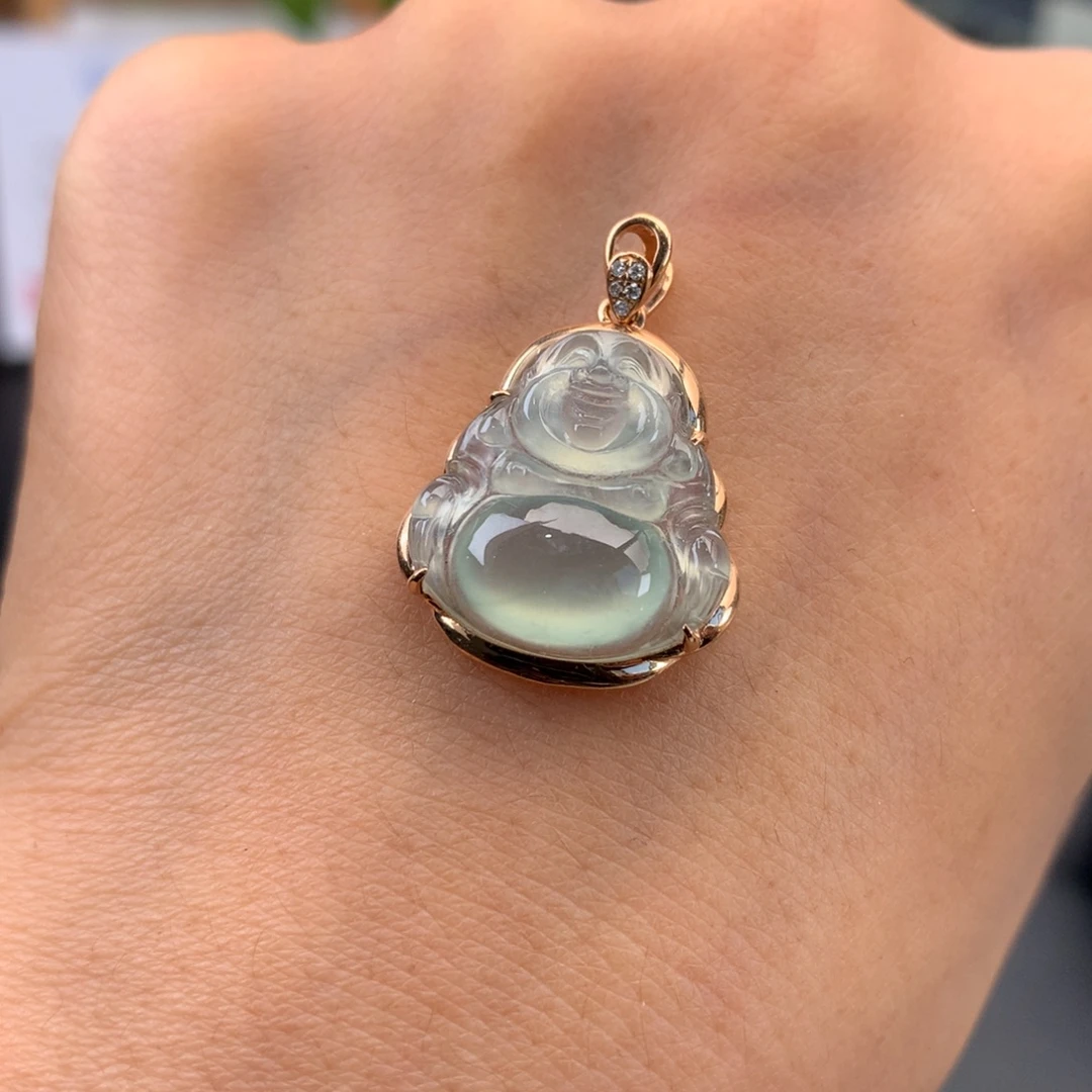 翡翠未镶嵌颈饰冰莹光佛公吊坠（买断价3705）