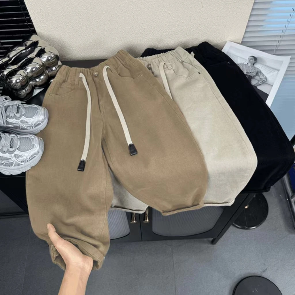 【秋季新款纯棉长裤】男童纯棉裤子夏款2025新款儿童中大童长裤帅气