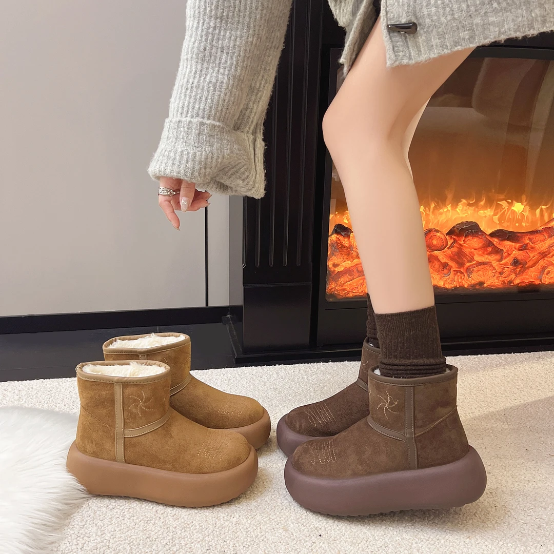【羊绒长绒雪地靴】Hi新防滑爆款冬季保暖厚底时尚雪女冬