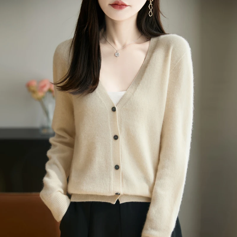 高级感超好看~2025新款100纯羊毛衫针织衫设计感小众气质长袖上衣