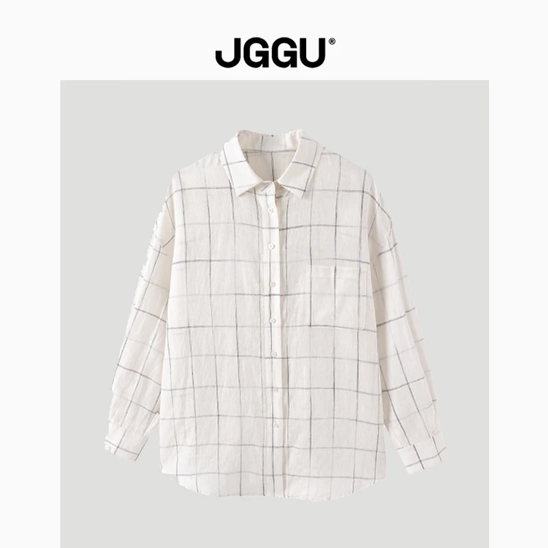JGGU晶咕黑标JGGU亚麻设计感小众衬衫女夏季长袖衬衣JG11230494