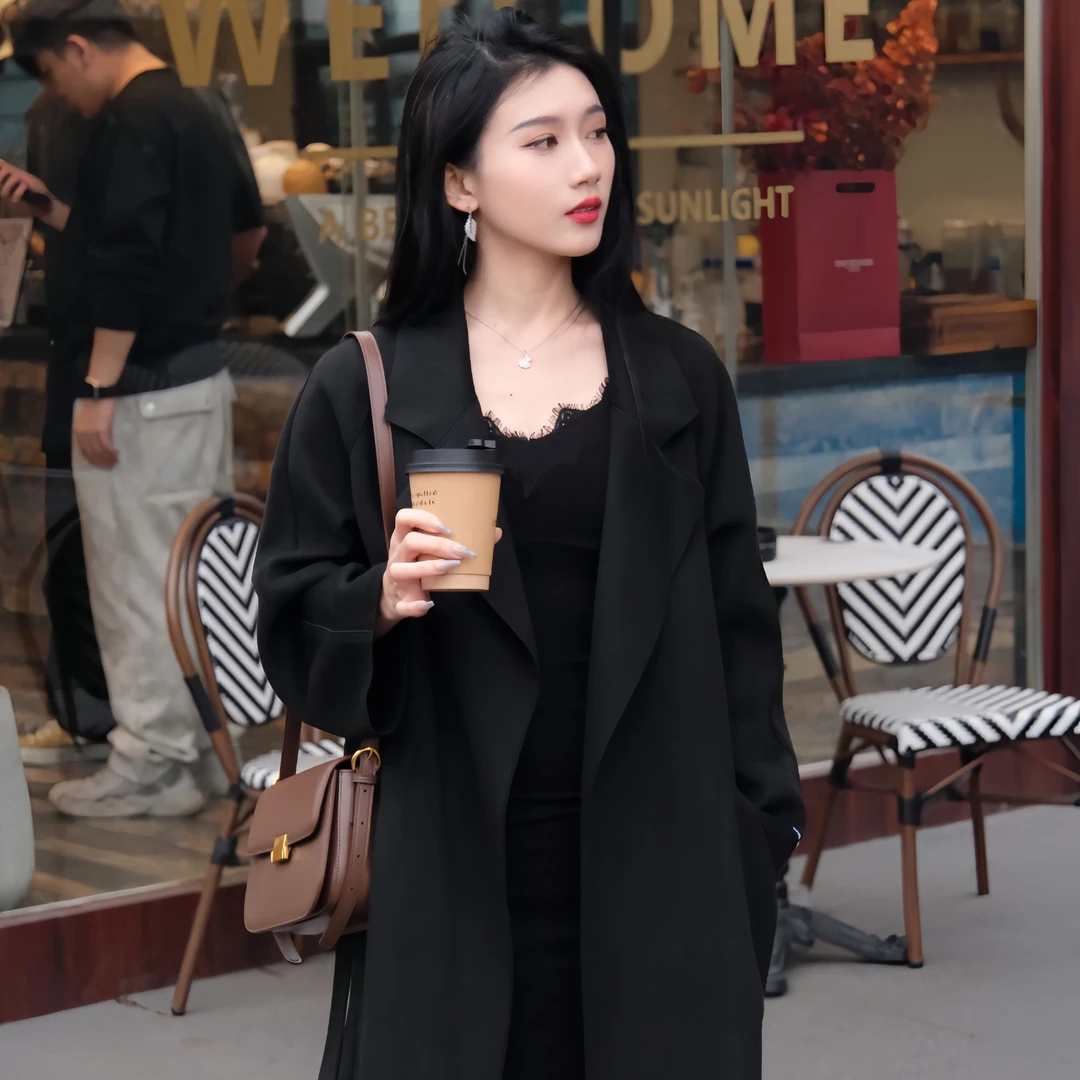 COCO YVONNE长款春秋双面反季大衣短款系带呢外套秋冬款-8801