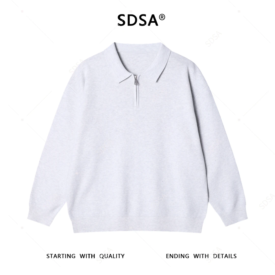 SDSA男士秋冬新款痞帅男装简约时尚半拉链翻领针织衫百搭时尚毛衣