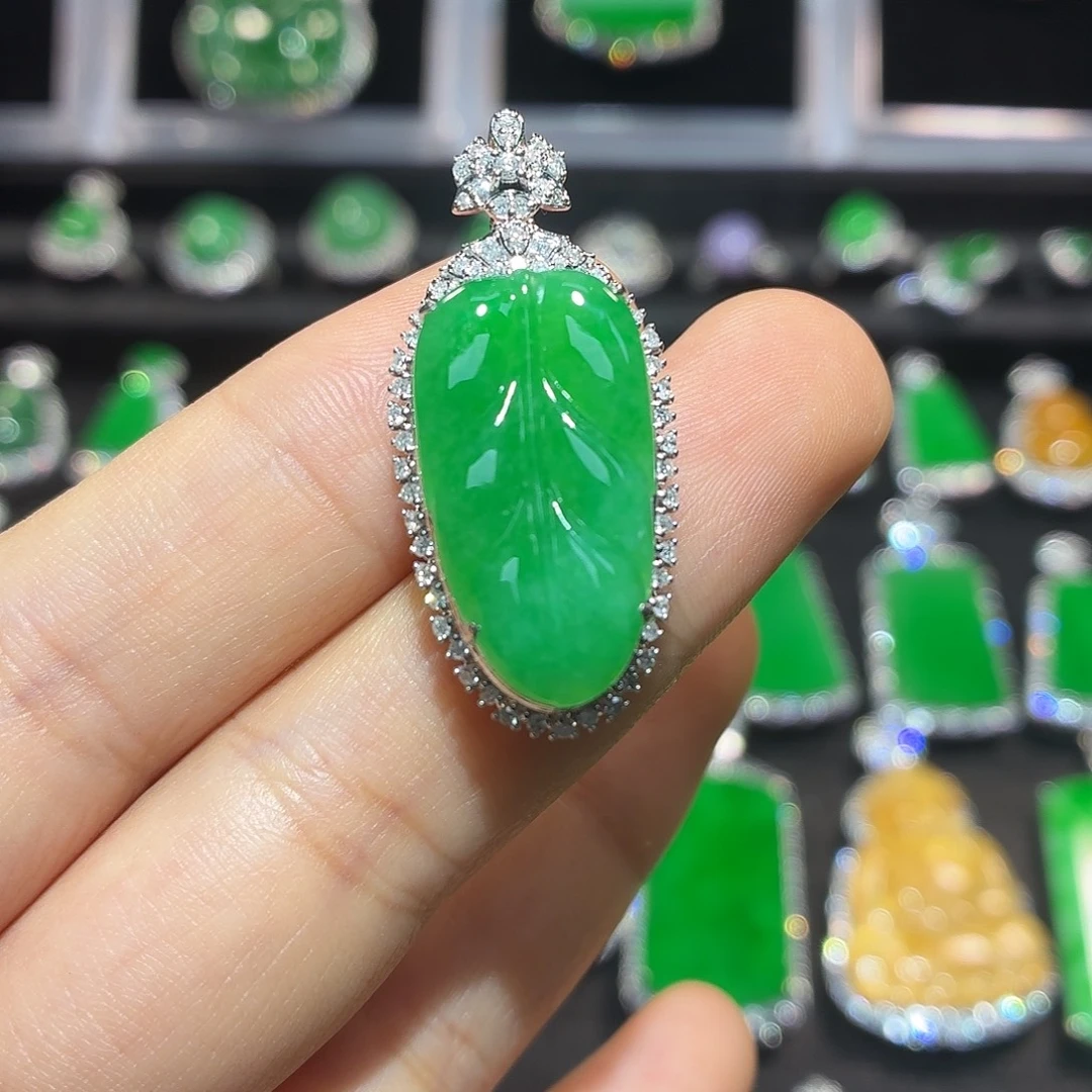 翡翠18K金镶嵌吊坠(不含链)翡翠