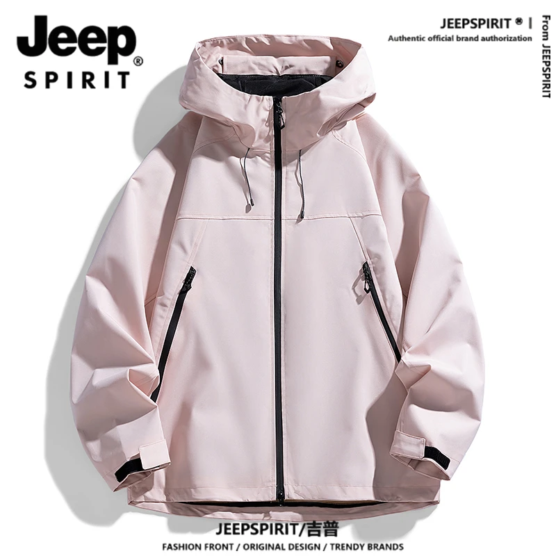 JEEPSPIRIT吉普秋冬户外冲锋衣男女同款防泼水登山徒步情侣夹克潮