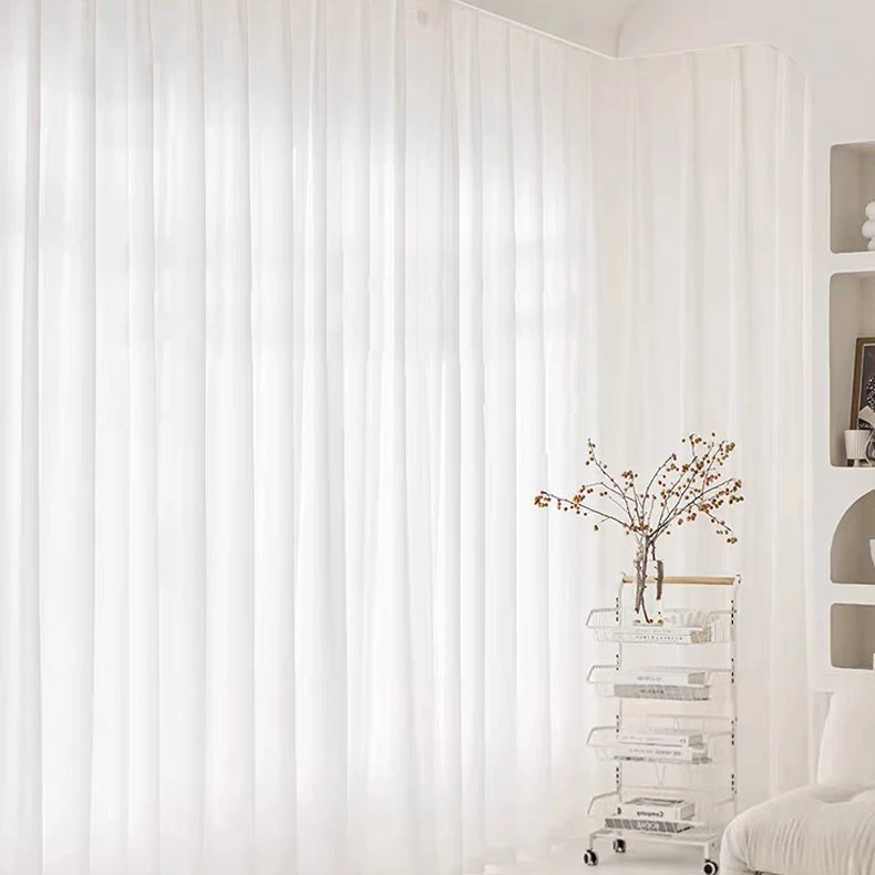 阳台客厅适用透光不透人防晒隔热幻影白纱金刚纱窗帘