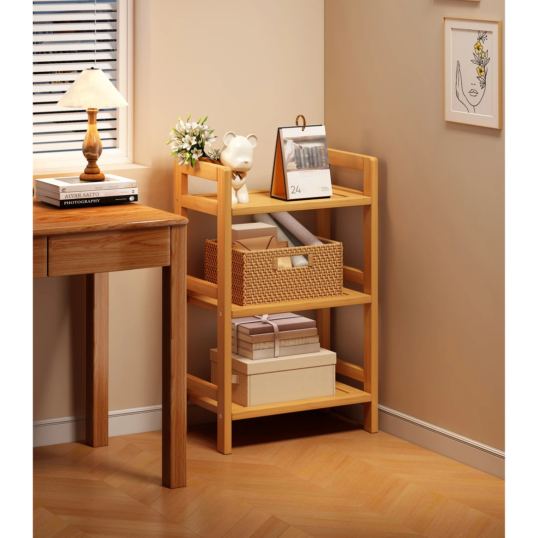 置物架多层收纳架客厅楠竹落地书架桌下小型茶叶架简约小户型窄形