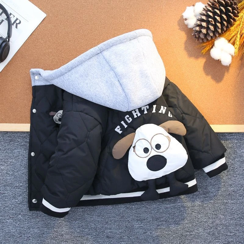 儿童加绒棉服套装加厚男女童连帽夹克宝宝棉袄冬季超萌两件套洋气