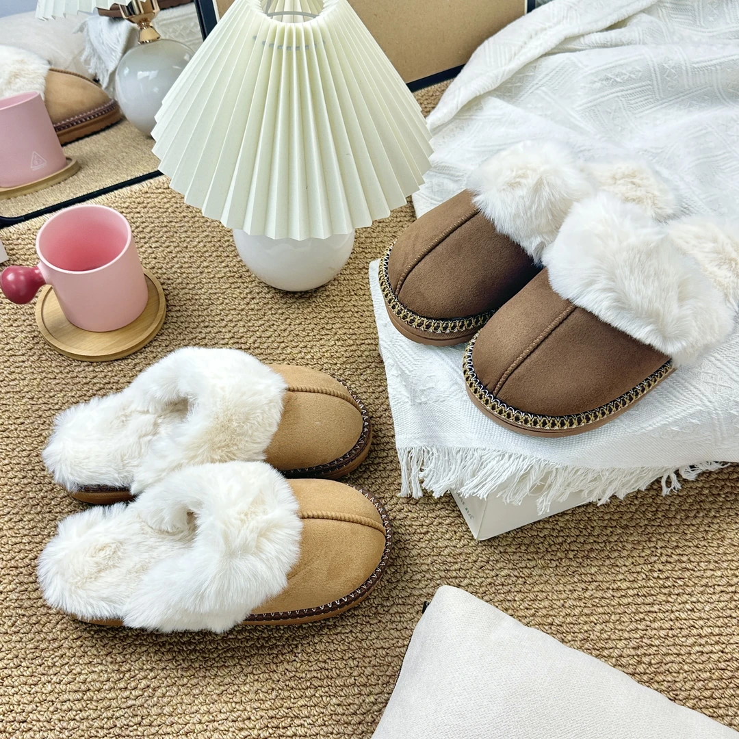 冬季新款简约美拉德系复古加绒保暖百搭室内居家高级感防滑棉拖鞋