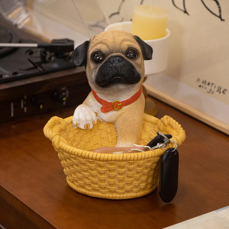 创意玄关钥匙收纳摆件家居装饰品客厅茶几桌面摆设可爱狗狗收纳盒
