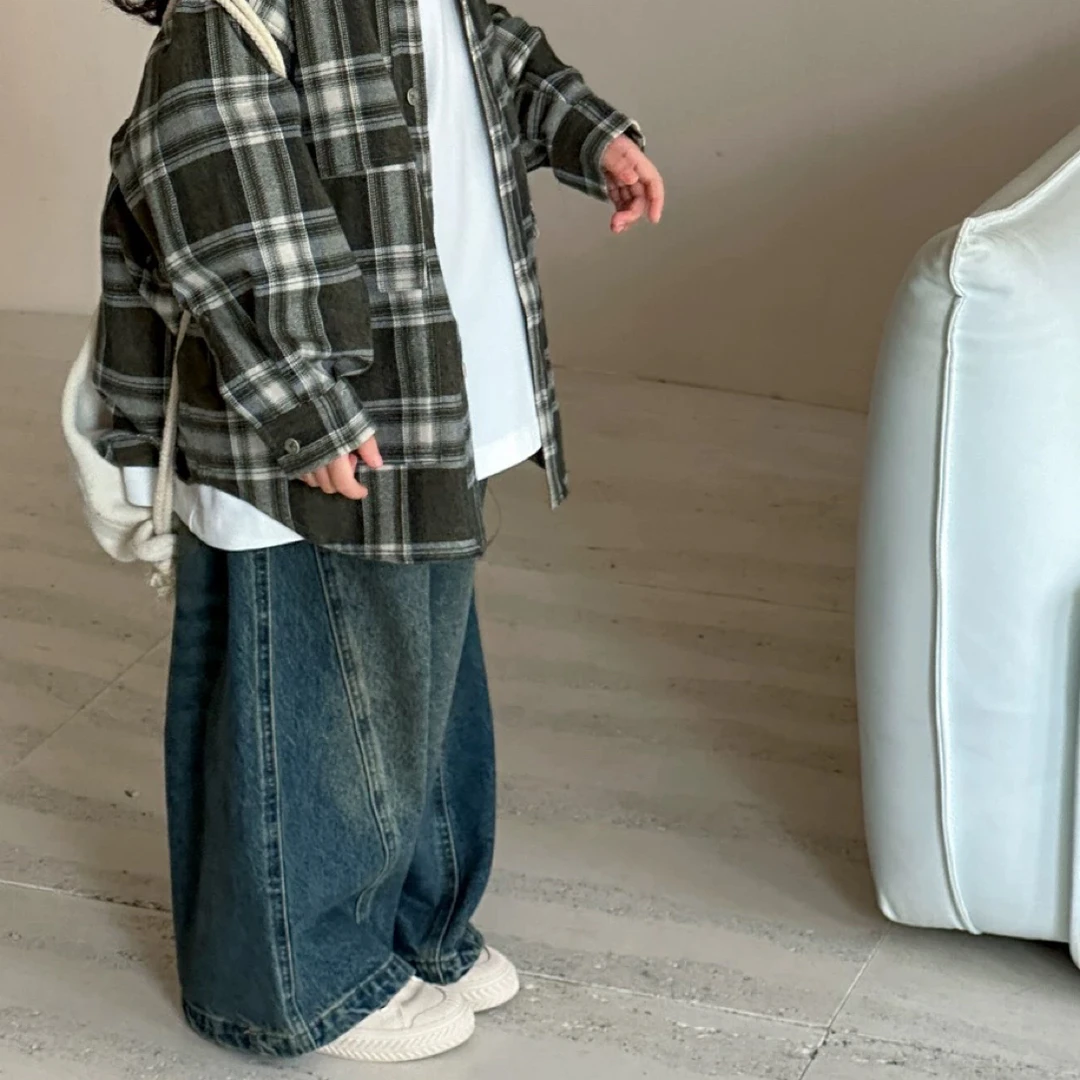 255-沫弛尔男童阔腿牛仔裤春秋款宽松直筒百搭潮流裤子