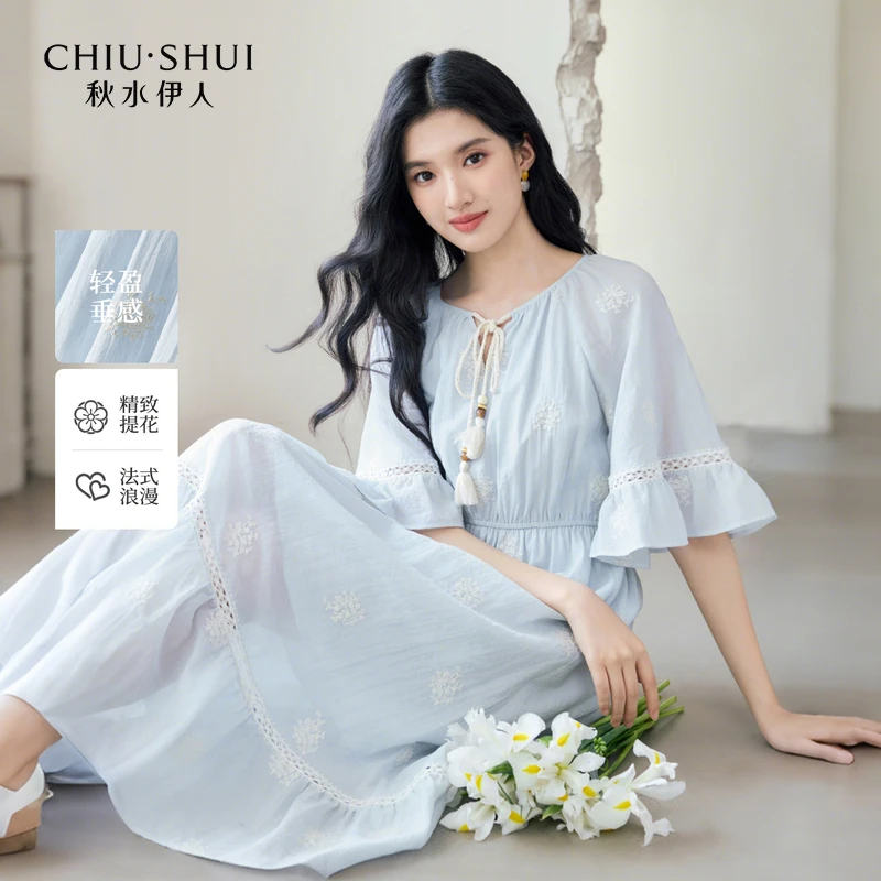 【CC甄选】秋水伊人简约裙子A字版型系带连衣裙625204C020540