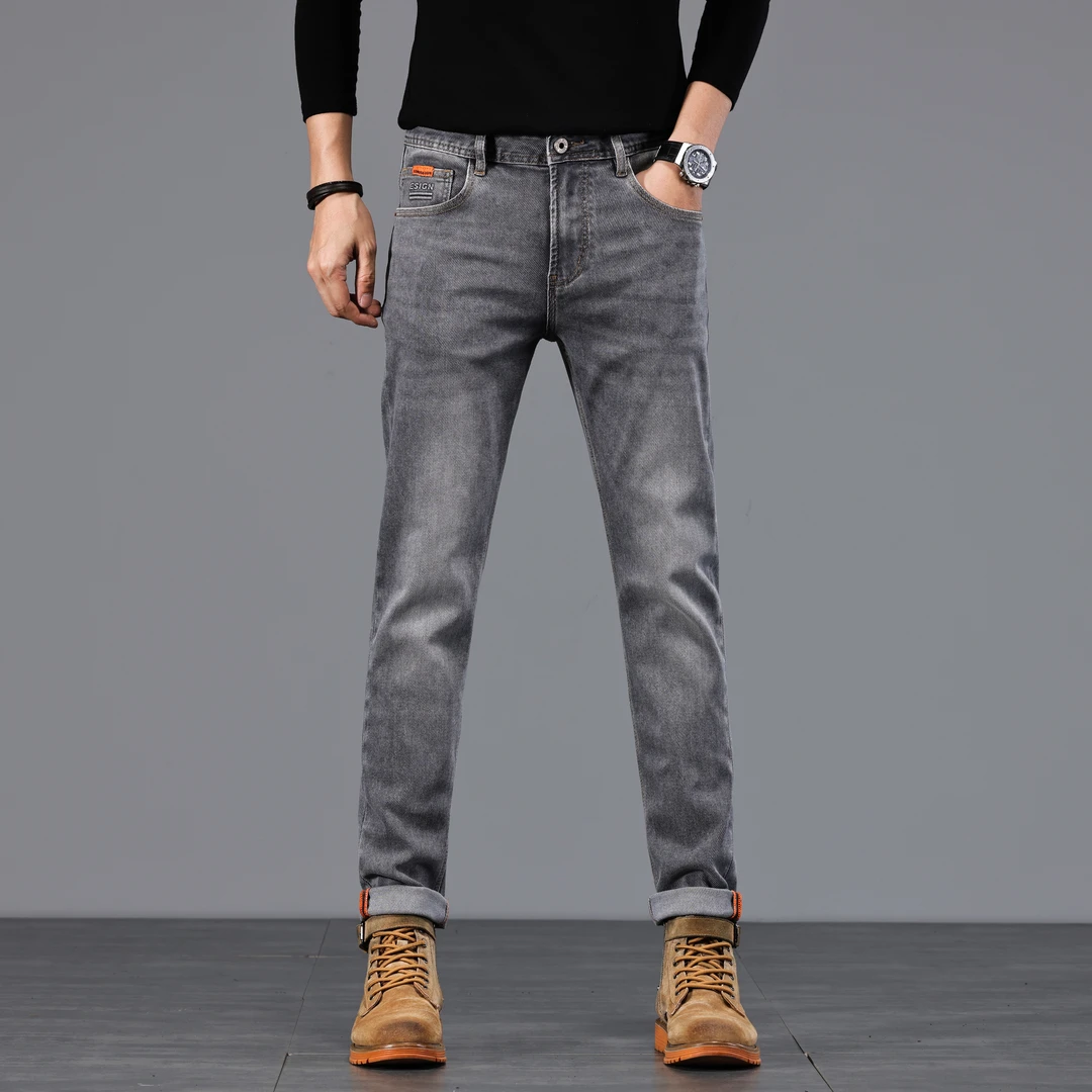 春夏新款大牛男士潮流美式牛仔裤百搭修身时尚休闲棉氨弹力牛仔裤