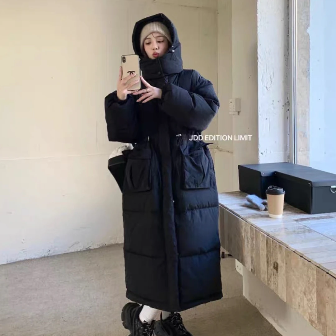 1660连帽长款口袋蝴蝶结加厚防寒服外套B8-1