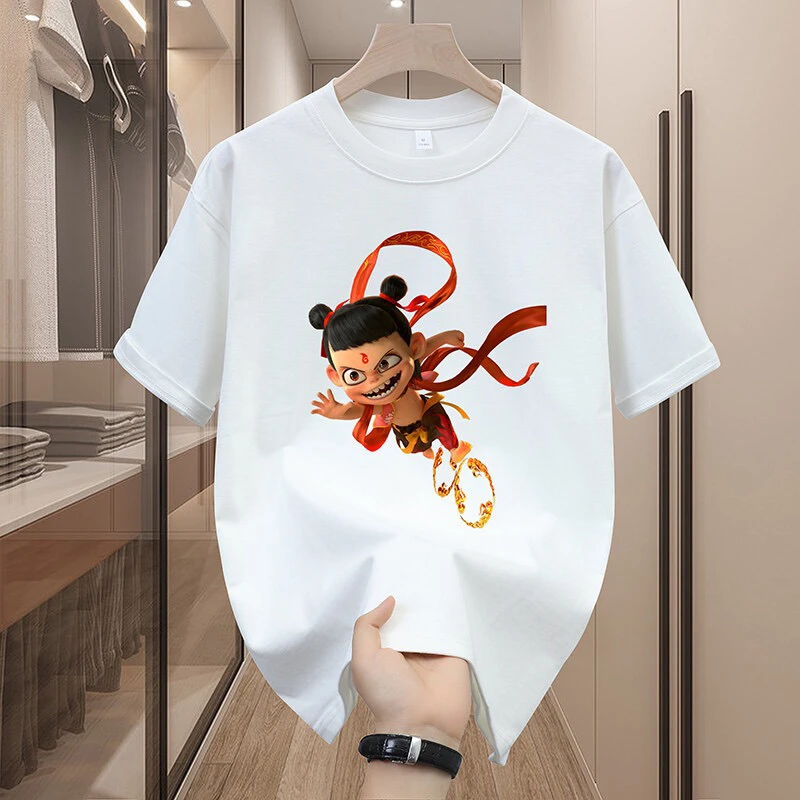 2025新款春夏季哪吒之魔童闹海短袖T恤时尚轻奢男装宽松圆领百搭