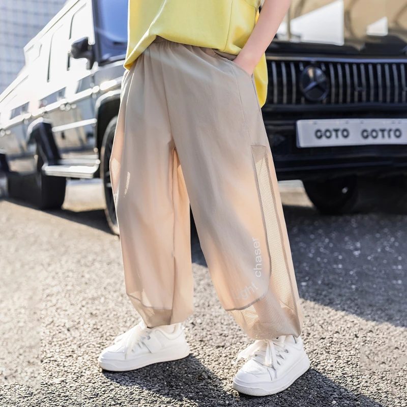 男童夏季裤子2025新款儿童薄款速干防蚊裤中大童UPF50+直筒防晒裤