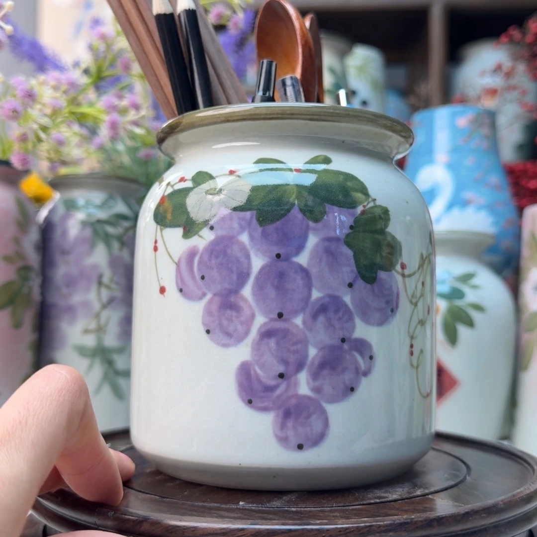 摆件景德镇陶瓷手绘花瓶摆件无孔