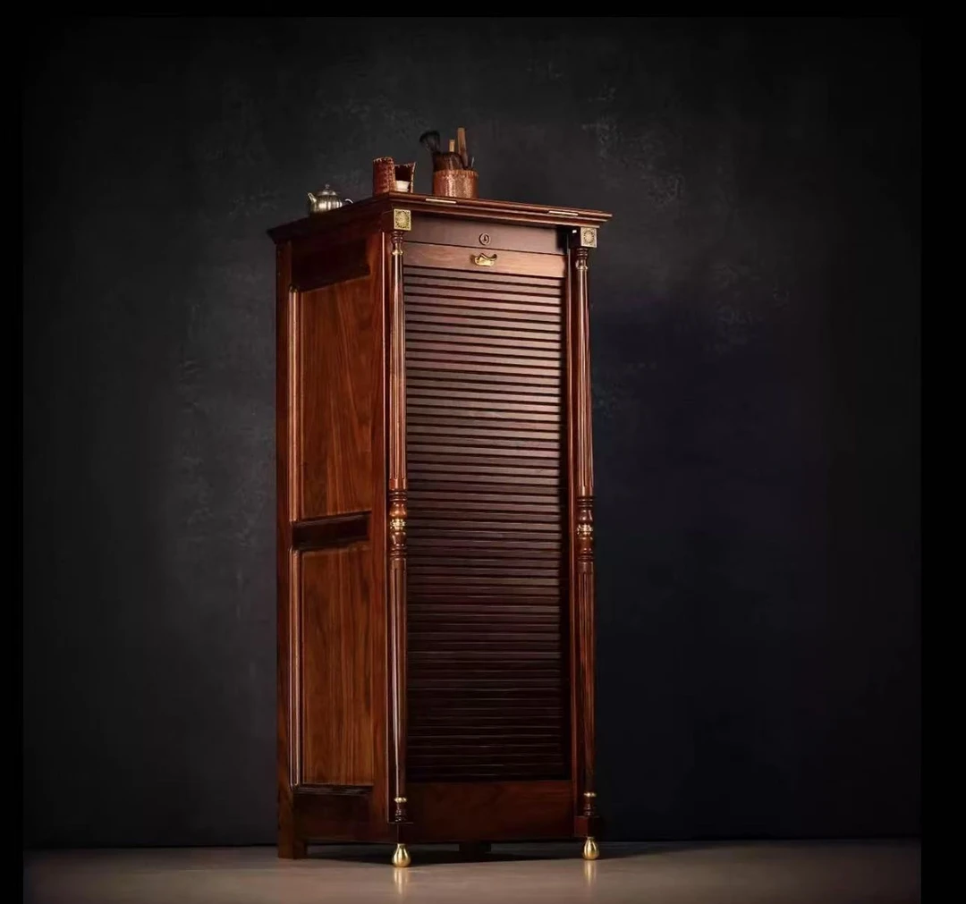 北美胡桃木原木文玩收拾茶杯茶具收纳柜旋转牙科柜