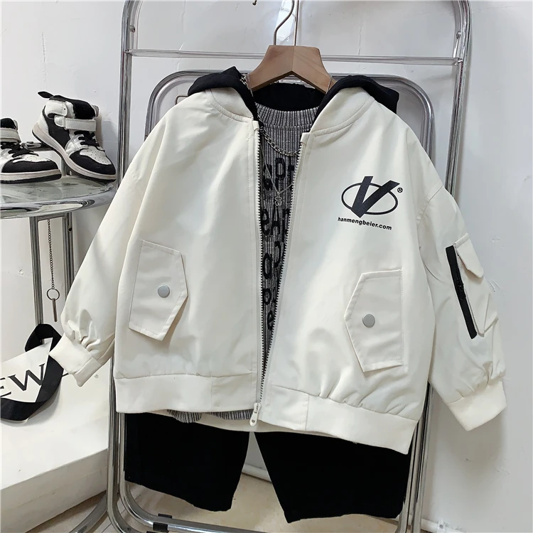 儿童韩版潮酷棒球服男童春秋款韩系帅气假两件休闲夹克洋气外套潮