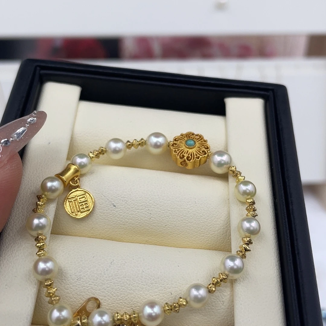 银S925镶嵌海水珍珠手绳
