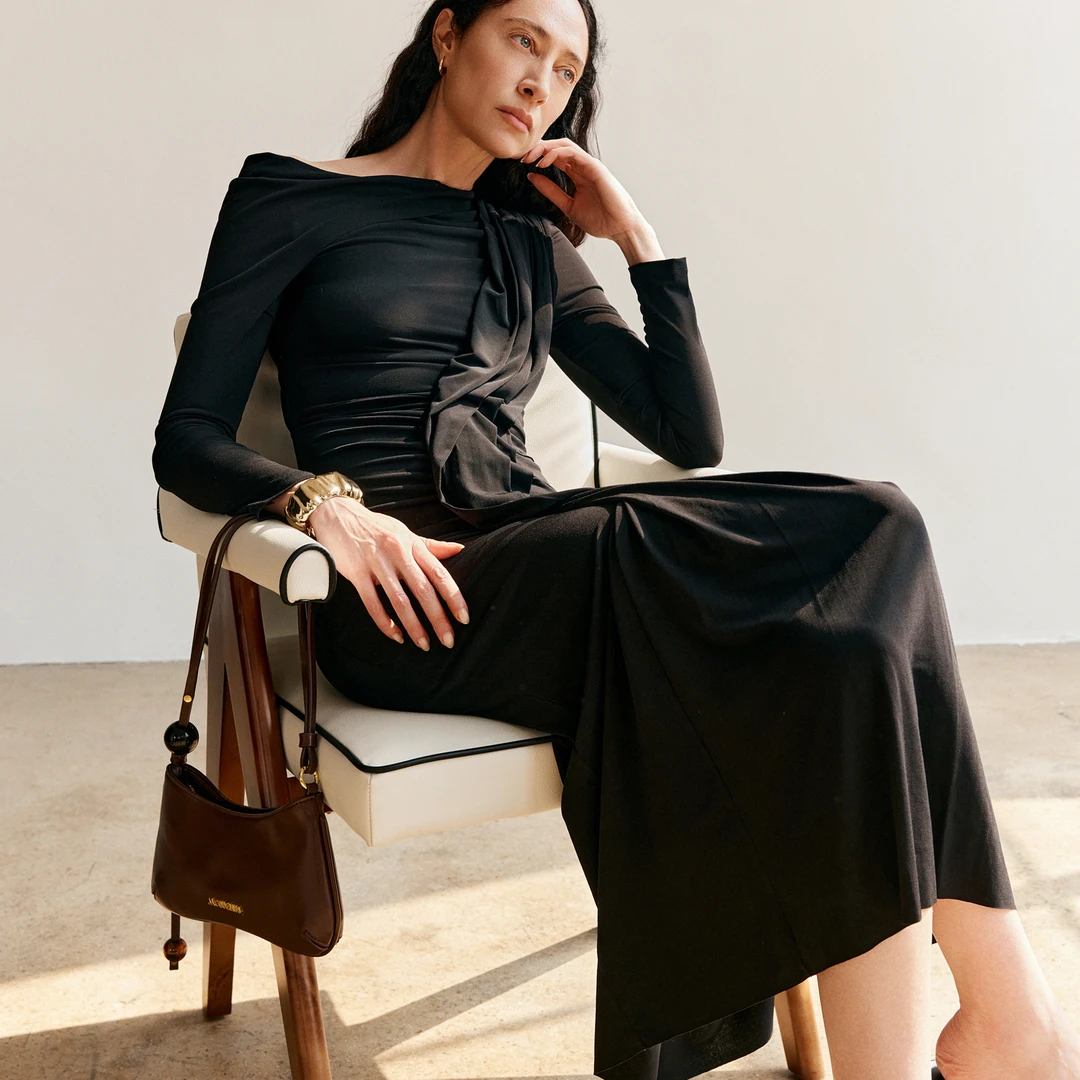 Z老板 高定秀场 褶皱连衣裙女小众设计气质修身高级感礼服长裙子