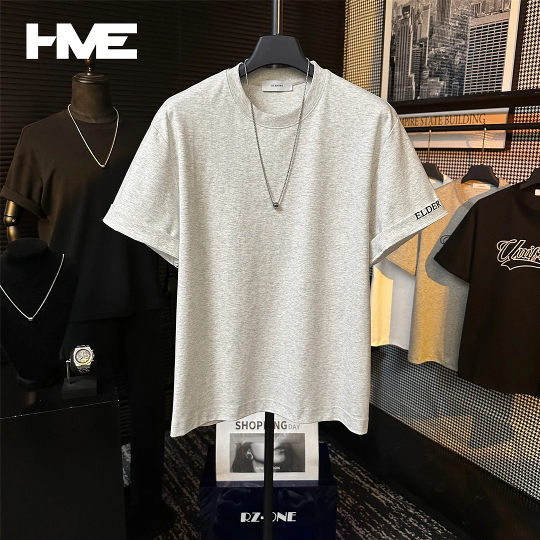 【HMEYAO】原创夏季重磅字母刺绣设计上衣简约休闲百搭圆领短袖T恤