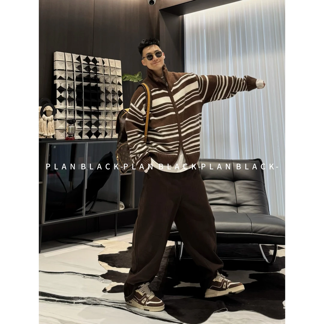 RICH陈发财【初见条纹/拉链毛衣】撞色的没！慵懒松弛感男毛衣8242