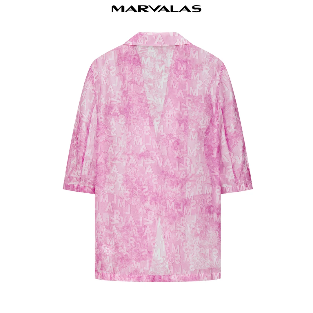 【商场同款】曼德诗晕染印花西装2024夏季新款时尚雪纺西服外套女