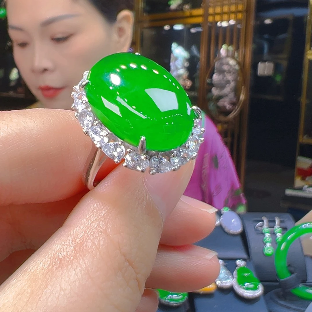 银S925镶嵌戒指翡翠