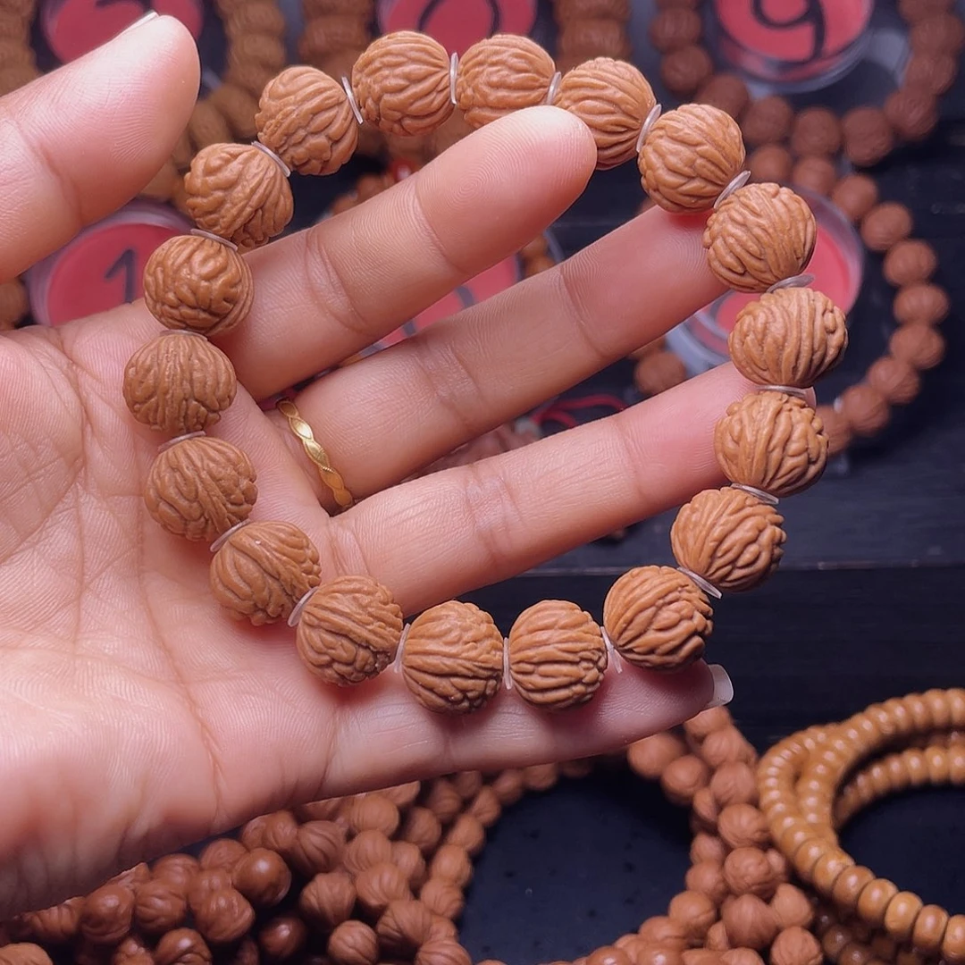 桃核手串晓*秦岭龙纹桃核