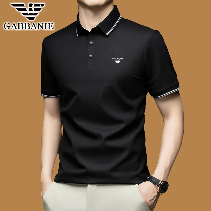 意大利专柜正品男士夏季无痕短袖冰丝T恤翻领透气商务休闲潮流款