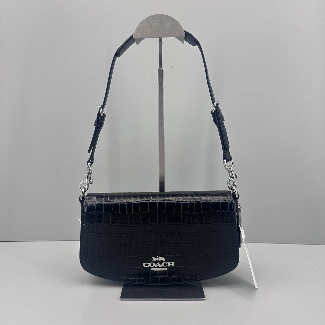 99新 COACH/蔻驰 andrea黑色压纹腋下包23x14x6cmM081201