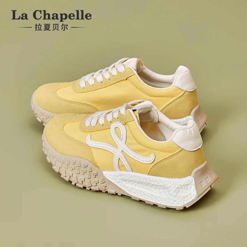 拉夏贝尔冬季德训鞋女增高运动风时尚休闲鞋阿甘鞋透气复古老爹鞋