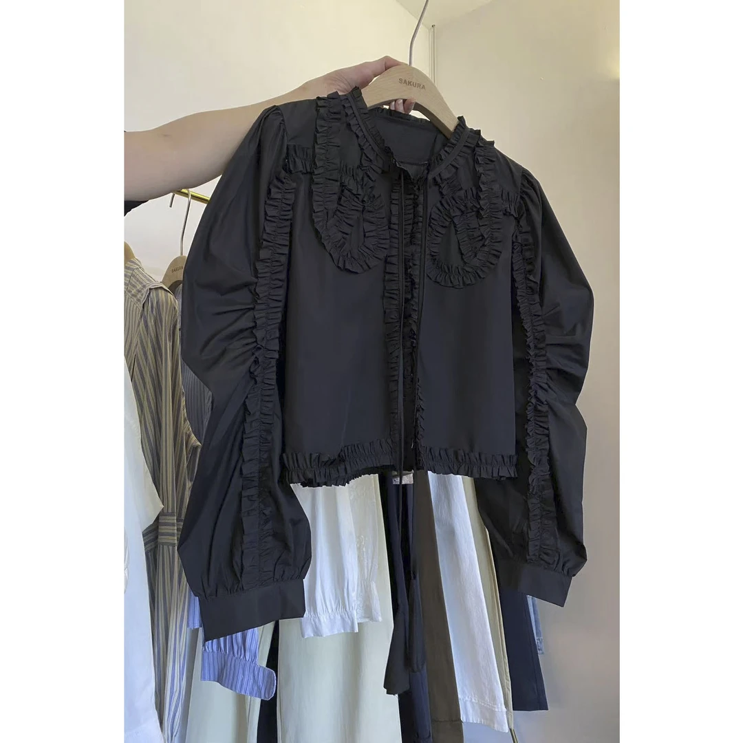 璎婲sᴀᴋᴜʀᴀ【慕尼黑夜】媛法式小众设计感重工花边甜妹长袖衬衫