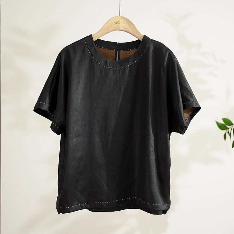 【非遗香云纱】桑蚕丝手工制作皮子料女士上衣（241948）