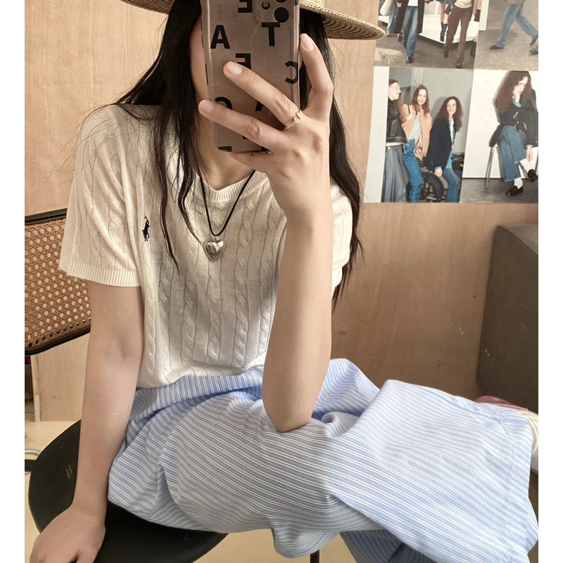 织博士ZBS-144 绵羊毛小马刺绣针织短袖