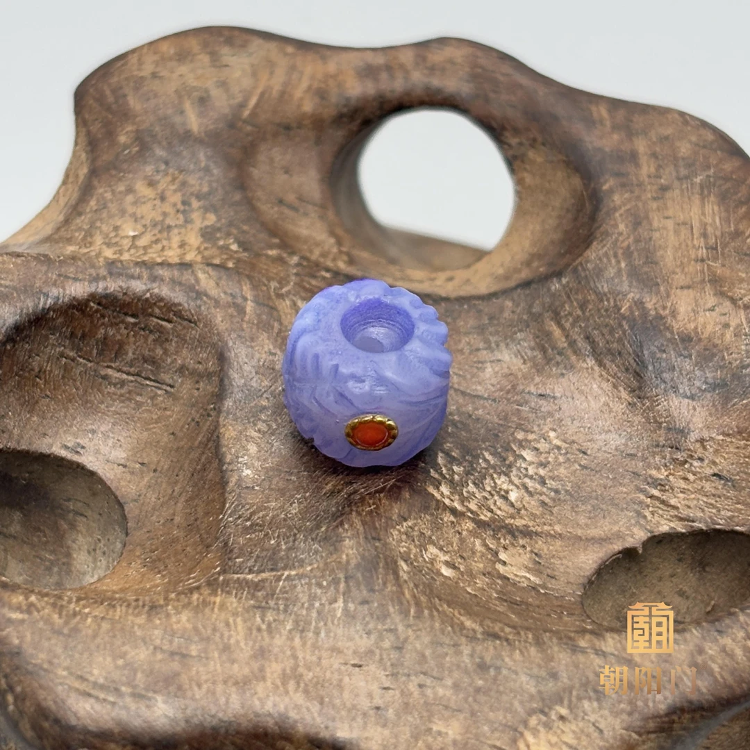 【D7596】 琉璃羽毛扣单珠9mm 左右文玩配饰