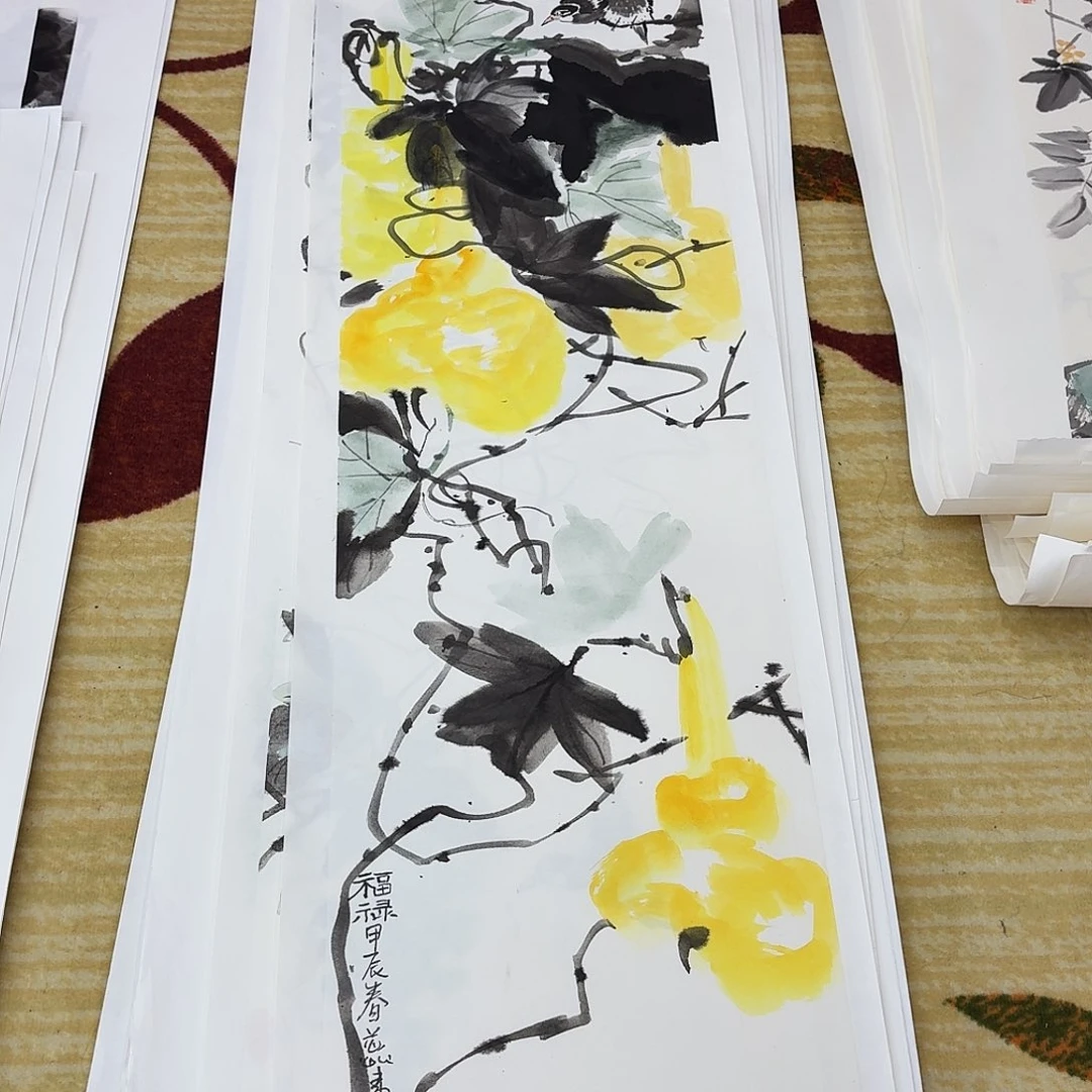 国画四尺对开手绘做哦