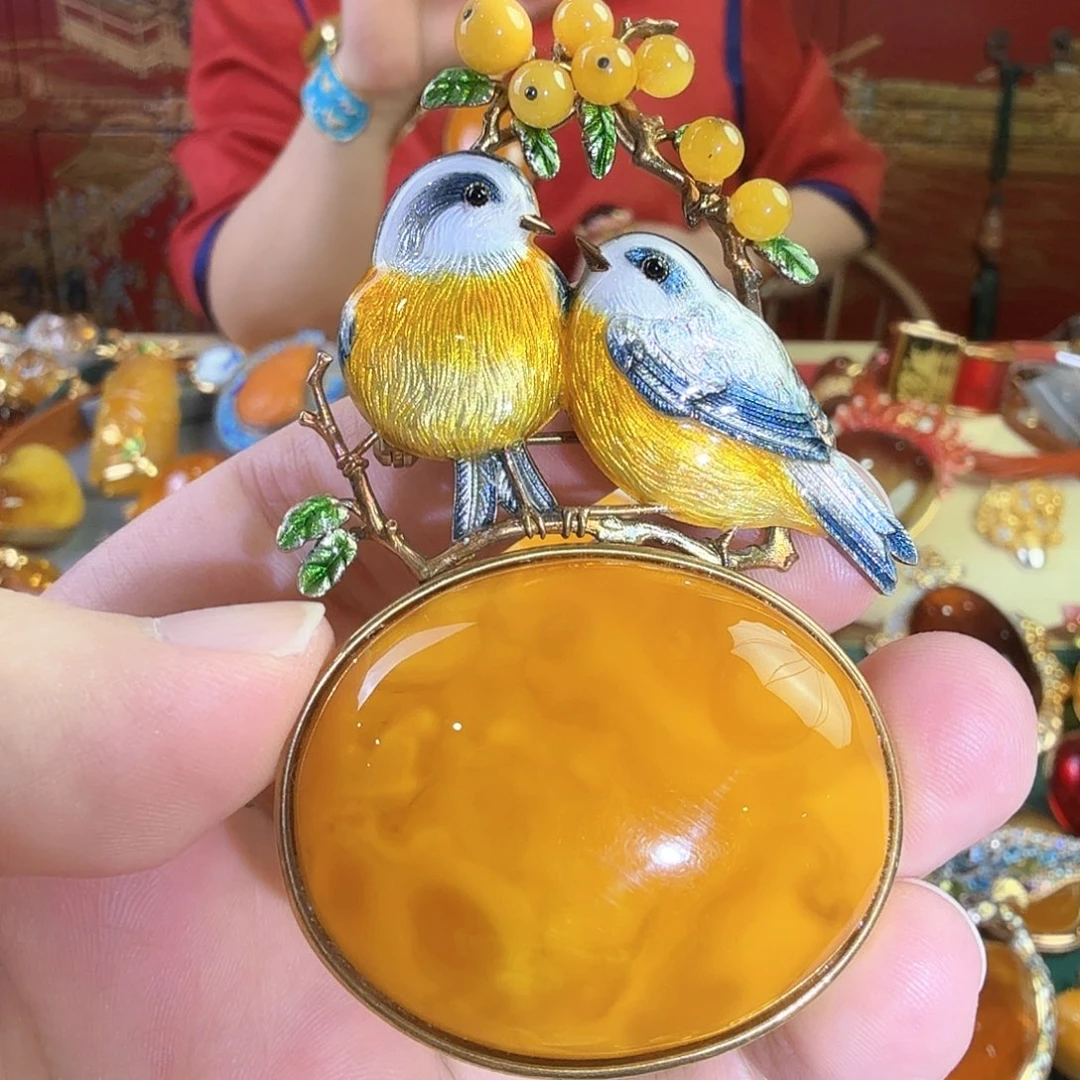 幽***香蜜蜡银S925镀金镶嵌吊坠(赠链)