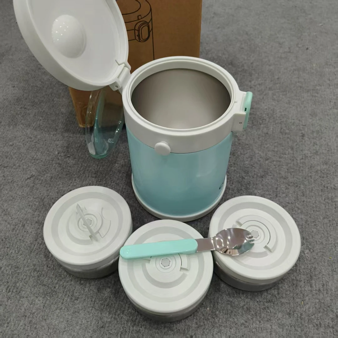 蓝色 奥氏体304不锈钢 三层保温饭盒