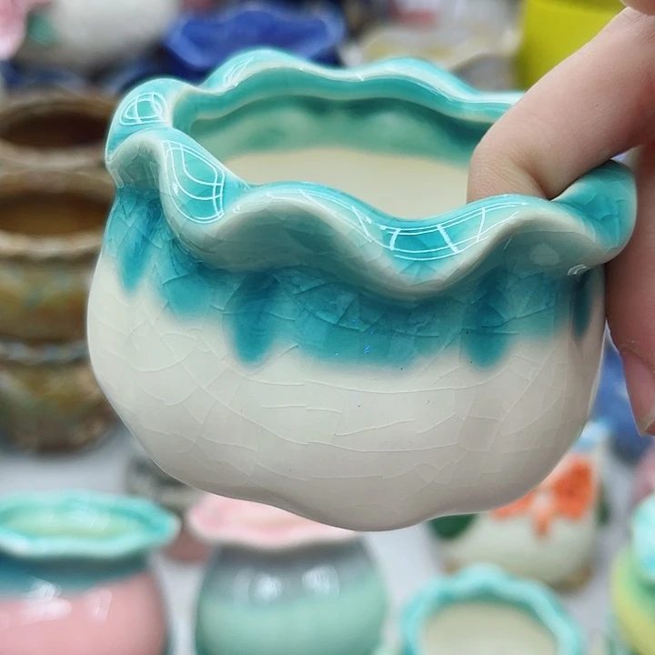 多肉绿植陶瓷花盆9.9包邮，有孔