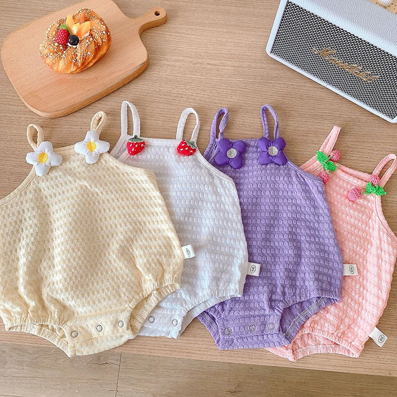 童装2025新款婴儿吊带纯色包屁衣三角哈衣男女宝宝小背心爬爬服