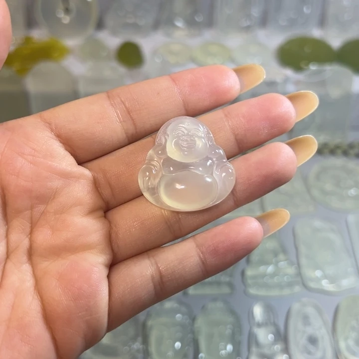 岫玉未镶嵌岫玉白冰挂件肚佛