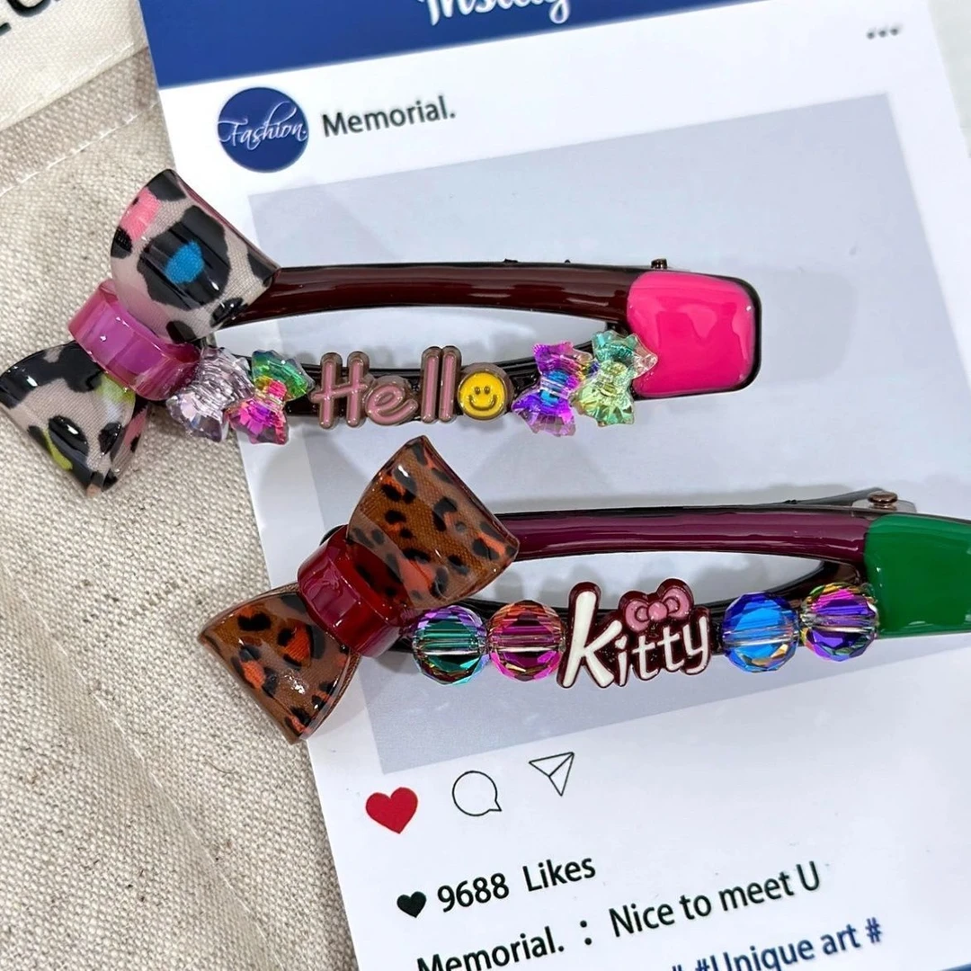 韩国东大门发夹定制款原创设计气质时尚可爱百搭彩色水钻发卡